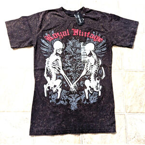 New Hot Topic Friday Jr sz S T-shirt Skeletons Holding Hands boyfriend fit 2508